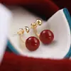 Pendientes de Perla y Frijol Rojo Ankela Pendientes Estilo Chino Año Nuevo Diseño de Nicho Retro Francés Pendientes Usables por Delante y por Detrás