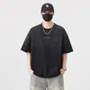 Ropa de Hombre Shanggu 2026 Verano Nuevo Estilo Algodón Puro Lavado Marca de Tendencia Americana Cuello Redondo Manga Corta Camiseta para Hombre Talla Grande