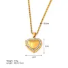 Collar Colgante de Acero Inoxidable con Forma de Libro de Amor para Pareja, Cadena Larga para Clavícula para Mujer, Joyería al por Mayor