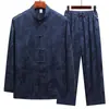 Traje Tang de Seda de Hielo para Hombre de Mediana Edad y Anciano de Manga Larga Casual Primavera Abuelo Estilo Chino Holgado Talla Grande Papá Hanfu