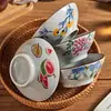 Cerámica de Color Bajo Vidriado Jingdezhen Vajilla Bol de Color Hogareño Retro Bol de Cerámica Chino Bol para Arroz Bol para Fideos Bol para Sopa Bol para Postre