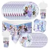 Decoraciones para Fiesta Temática de Hielo Blanco Fiesta de Cumpleaños Platos de Papel Vasos de Papel Servilletas de Papel Mantel Cuchillo Tenedor Cuchara Set de Fiesta