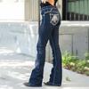 Pantalones Rectos Bordados de Cadera de Cintura Alta para Mujer Estilo Ins Europeo y Americano Jeans Ajustados de Moda para Mujer Outer Solteros Devolución Rápida