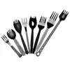 Tenedor Cuchara Desechables Engrosados Negro Empaque Individual Tenedor para Pastel Comida Occidental Cuchara de Postre Individual Té de Frutas