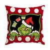Funda de Almohada Navideña Transfronteriza de Comercio Exterior Grinch Divertida Almohada Cuatro Piezas Sofá Decoración del Hogar Cojín Personalización