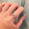 Anillo Flor Tesoro Esmalte Dorado Mujer Loto Flor de Cuatro Hojas Lujo Ligero Abierto Nuevo Chino Anillo de Dedo de Alta Gama Nicho Versátil