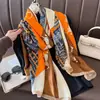 Lenço de Novo Estilo para Mulheres, Primavera e Outono, Lenço Longo de Seda para Combinar com Casaco, Lenço Longo de Cetim, Xale com uma Vibe Coreana