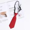 Corbata pequeña de color sólido hecha en casa estilo japonés ultracorta para mujer, perezosa sin nudo, linda estilo universitario, retro marrón, jardín de infantes