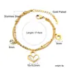 Pulseiras Populares Europeias e Americanas em Formato de Coração com Design Criativo e Adornos de Estrela, Fabricante de Joias em Aço Inoxidável Banhado a Ouro 18K
