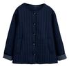 Chaqueta de Algodón Ligera Informal de Moda Estilo Coreano Talla Grande Sin Cuello Puño a Cuadros Chaqueta Cálida para Chica Gorda de 100 kg 8653