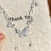 Colar de Corrente com Pingente de Borboleta de Cristal de Gelo Degradê, Tassel de Pérola, Verão, Doce, Cool, Spice Girl, Clavícula Explosiva Exquisite