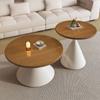 Mesa de centro extraíble de madera maciza de estilo francés, para apartamento pequeño, sala de estar, mesa auxiliar de estilo medio, mesa de té pequeña, mesa redonda moderna de tamaño simple