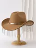 Chapéu de Cowboy Ocidental Popular Europeu e Americano com Franjas Finas Chapéu Pequeno Casual Elegante Chapéu de Festa de Festival Chapéu de Jazz