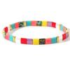 Pulseira Trançada de Contas Tila Simples de Nicho Cor Fresca de Verão Sem Cor Pulseira Elástica Feminina Estilo Japonês Ins