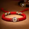 Pulsera de Cuerda Colorida Tejida a Mano con Hilo Rojo con el Buda del Año y las Doce Deidades Guardianas del Zodíaco