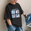 Camiseta de Manga Curta de Verão 2026 Novo Estilo Marca Tendência Camiseta para Meninos e Crianças Moda Meia-Manga de Algodão para Crianças Médias e Grandes