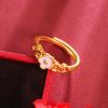 Nuevo anillo de flor de durazno rosa con esmalte goteado, femenino, lujo ligero, dulce, simple, moda, anillo ajustable, joyería al por mayor