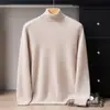 Nuevo suéter 100% cachemira pura para hombre, cuello alto, color liso, tejido de cachemira versátil, adecuado para hombres jóvenes y de mediana edad