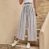 2026 Comercio Exterior Transfronterizo de Amazon Nuevo Estilo Pantalones de Pierna Ancha de Cintura Alta Casual Elegante a Rayas para Mujer Ropa de Mujer de Verano