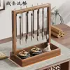 Estante Soporte para Pinceles, Colgante Retro Estilo Chino de Madera Maciza para Colgar Pinceles, Soporte para Pinceles de Caligrafía, Reposapinceles, Estante de Almacenamiento y Exhibición