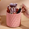 Suporte giratório de grande capacidade para pincéis de maquiagem, tubo de armazenamento de pincéis portátil, porta-canetas à prova de poeira para batom, lápis de sobrancelha, pincel de sombra de mesa