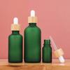 Frasco de óleo essencial verde frasco de vidro fosco 5ml frasco pequeno de amostra com conta-gotas anel de grão de madeira 100 ml sub-frasco cosmético