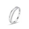 Anillo de línea doble simple japonés y coreano con microdiamante anillo de plata de ley 925 para mujer temperamento celebridad de internet estilo ins joyería regalo