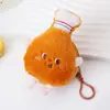 Bolsa de Moedas de Pelúcia Criativa de Pão de Forma Hambúrguer Coxa de Frango Pingente Divertido de Comida Chaveiro de Moeda