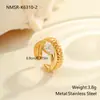 Anillo de Acero Inoxidable de Alta Gama Estilo Europeo y Americano Chapado en Oro Real Incrustado con Circonita Exquisita Joyería de Mano de Lujo Ligero Transfronteriza Venta al por Mayor