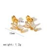 Aretes europeos y americanos de nicho de lujo ligero con exquisitos zircones, oro de 18 quilates, acero inoxidable, estrella de mar, trébol, para mujer, venta al por mayor