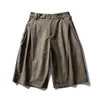Pantalones Cortos Casuales Holgados de Color Sólido Plisados y con Caída Yidao Vintage Verano 2026 Nuevo Retro Americano para Hombre