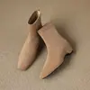 Botas Martin de Tacón Medio Adelgazantes Retro Comercio Exterior Otoño 2026 Nuevas Botas Elásticas Ajustadas de Gamuza con Tacón Grueso Talla Grande para Mujer