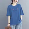 Camiseta de Verano para Mujer Talla Grande Estilo Coreano, de Manga Corta, Holgada, Adelgazante y que Cubre la Piel