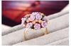 Conjunto de Anéis de Flor Cuidadosamente Selecionados, Anel de Flor de Cerâmica com Diamante Feminino Personalizado e Moderno, Estilo Simples, Fonte Aliexpress