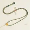 Cordão para Pingente de Folha Tecido com Fio Dourado, Cordão Artesanal de Quatro Fios Bicolor, Colar Unissex, Pingente de Jade, Cordão Liso