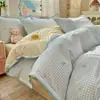 Juego de Cuatro Piezas de Algodón Puro Clase A con Borde Festoneado, Funda de Edredón Individual para Uso Doméstico, Funda de Colcha de Algodón Puro, Juego de Cama Floral Francés, Tres Piezas