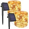 Guirnalda de Luces LED de Colores Solar Alambre de Cobre Guirnalda de Luces Mini Impermeable Luz de Vacaciones para Habitación con Luz de Ambiente Decorativa de Cielo Estrellado