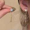 "Estrella Oculta en la Luna" Diseño de Nicho Pendientes Largos de Borla con Estrella ~ También Hay Clip para Oreja Hermana Chong ~