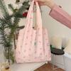 44301 Bolso de lona con lazo estampado simple de gran capacidad, bolso de hombro para mujer, bolso de compras, bolso de hombro