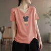 Excedente de comercio exterior transfronterizo tops holgados para mujer, camisetas de manga corta de verano, camisetas de manga corta con diseño de moda