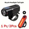Luz de Bicicleta Transfronteiriça Recarregável por USB Farol para Ciclismo Noturno Acessórios de Luz para Ciclismo ao Ar Livre Luz de Advertência de Longa Duração Bicicleta de Montanha