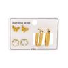 ZE0832 Venta Caliente Transfronteriza Pendientes de Diamante conjunto Lujo Ligero Exquisito Estilo Europeo y Americano Acero Inoxidable Moda Hebilla de Oreja Versátil para Mujer