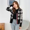 Novo Cardigan de Malha de Manga Longa Outono e Inverno para Mulheres, Estilo Botão Retro Acolchoado, Versão Coreana, Suéter Gola V Estilo College, Liquidação
