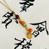 Buena Suerte KoiTendencia Francesa AntiguaColgante Cadena para Teléfono Calabaza Pequeña Fortuna Cinabrio RojoLatón Ábaco Colgante de Bolsa