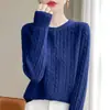 Chaqueta cárdigan de punto trenzado blanco transfronteriza para mujer, nuevo estilo coreano de otoño, top ajustado de manga larga