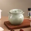 Estilo Nórdico Simple Cerámica Tarro para Manteca Hogar Cocina Tarro de Almacenamiento de Aceite con Cuchara Juego de Tarros para Manteca Artesanía de Cerámica