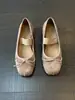 Primer Encuentro Temporada Retro Punta Cuadrada Correa Elástica Moño Zapatos Planos Ballet Mary Jane