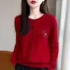 Suéter de punto redondo estilo caballito diseño transfronterizo suéter abrigo rejuvenecedor para mujer Ropa exterior de terciopelo Andy cárdigan de Año Nuevo manga larga