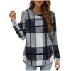 2026 Transfronterizo Amazon Nuevo para Mujer Casual Holgado Cuadros Manga Larga Cuello Redondo Base Irregular Camisa Superior