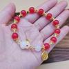 Pulsera de la suerte mini amuleto de cacahuete bueno imitación jade Hetian chapado en oro ágata ventas directas de fábrica pulsera nueva para mujer